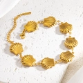 Pulsera de eslabones de concha en acero inoxidable chapado en oro con cierre ajustable - Forma de Concha (sl085g)