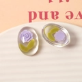 Japanese style resin oval charms with purple rose and green leaves for DIY hair clips - Oval Style (5030308651423)
