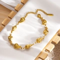 Pulsera dorada de conchas marinas con dijes de nautilo y cierre de mosquetón - Forma de Caracola (sl086g)