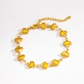 Eleganter goldener Herzgliederketten-Armband mit Karabinerverschluss und Verlängerungskette - Herz-Glied (sl090g)