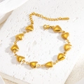 Poliertes goldenes Herz-Kettenarmband mit Karabinerverschluss und Verlängerung - 3D Herzform (sl091g)