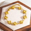 Vergoldetes Kleeblatt-Armband mit mattem Finish und verstellbarem Karabinerverschluss - 3D Vierblättriges Kleeblatt (sl094g)