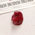 Handgemaakte rode mesh bloem met zwarte rand en kralen voor DIY sieraden maken - Bordeauxrood