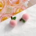 Süße rosa Plüsch-Pfirsich DIY Bastelzubehör mit grünen Blättern für Schmuck und Haarclips - Pfirsich Stil