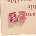 Detail of cute bear resin charms with sparkling star sequins for DIY jewelry and accessories - Rose Red (Star Sequins)