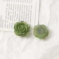 Detailed macro view of vintage moss green acrylic roses with antique crackle texture - Green