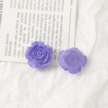 Detailed view of purple acrylic rose beads with silver crackle finish and flat back for DIY - Purple