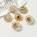 Detalle de 6 colgantes redondos de acetato ámbar con bordes en espiral para joyería DIY - Cuenta de Color en Espiral