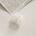 Detail of delicate white mesh fabric flower with golden bead center for DIY jewelry - White Gauze