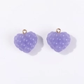 Colgante de corazón en resina lila con diseño de diamantes y aro de metal dorado - Violeta Claro