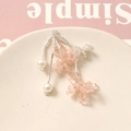 Detailed handmade beaded pink flower accessory with pearls on a ceramic tray - Pearl Flower Design / Pink
