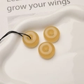 20mm ginger yellow jade-like resin circle donut charm with black lanyard for jewelry making - 1 Piece / Light Coffee No Stripes