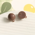 Brown round resin stud earrings with loop connector for DIY jewelry making - Dark Coffee