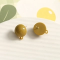 Mustard yellow resin round stud earrings with hanging loop for DIY handmade jewelry - Turmeric