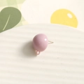 Minimalist light pink resin ball stud earring with a small metal hanging loop - Pink