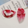 Accessoires DIY en résine marbrée rose avec roses 3D pour boucles et barrettes - Rouge