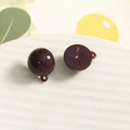 Deep red resin hemisphere earring studs with hanging loops for DIY jewelry making - Reddish Brown