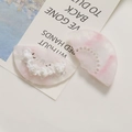 Pinces à cheveux en résine rose effet marbre avec fleurs de rose blanches en 3D - Rose