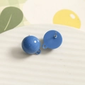 Blue resin sphere stud earring with metal pin and DIY hanging loop detail - Blue