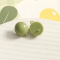 Grass green glossy resin beads with hanging loops for DIY earring and jewelry making - Olive Green