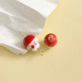 Macro view of handmade dotted ceramic beads for DIY earrings and jewelry making accessories - Hand-painted Polka Dot Oval Bead (100#) / 1 Piece / Red