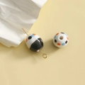 Macro shot of hand-painted ceramic beads with colorful polka dots for DIY jewelry - Hand-painted Polka Dot Oval Bead (104#) / 1 Piece / Black