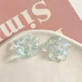 Macro shot of iridescent resin flower charms for DIY jewelry making on white textured plate - 1 Piece / Fantasy Blue