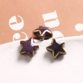 Cuenta de cerámica en forma de estrella con esmalte jaspeado púrpura para joyería DIY - Púrpura