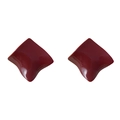 Boucles d'oreilles minimalistes en émail rouge foncé avec design carré poli irrégulier - Marron