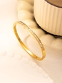 Golden stainless steel clover bangle with channel-set sparkling square-cut zircons - Square Pave Zirconia Style (056 Gold) / 056 Gold