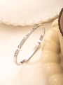 Elegant silver stainless steel bangle with a full row of channel-set square zircons - Square Pave Zirconia Style (056 Silver) / 056 Silver