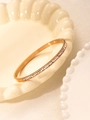 Elegant 18k gold plated stainless steel clover bangle with sparkling crystals - Square Pave Zirconia Style (056 Rose Gold) / 056 Rose Gold