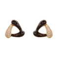 Boucles d'oreilles triangles avec émail noir et zircons sur monture en métal doré - Or avec huile noire