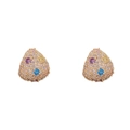 Elegant gold pear earrings with vibrant colorful cubic zirconia in a symmetrical layout - Colorful