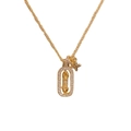 Collier de luxe français en or avec pendentif étoile ovale et petite breloque fleur - Or