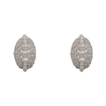 Exquisite S925 silver stud earrings with oval pearls and pavé cubic zirconia accents - Silver