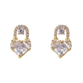 Elegant gold plated heart earrings with sparkling crystals and fine jewelry detail - Gold