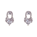 Exquisite silver-colored heart-shaped stud earrings featuring shimmering cubic zirconia - Silver