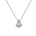 Silver-toned clavicle necklace featuring triple dangling round-cut zircon pendants - Silver