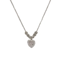 Collier argenté avec un pendentif cœur en pierre rose et détails étincelants - Argent