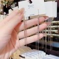 Long silver tassel earrings with S925 silver needles on a display card, 925 sterling silver - Silver