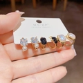 Franse stijl 6-delige oorbellen set van goudlegering met zwart email, parels en zirkoon - Zwart Emaille Stijl (20)