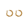 Boucles d'oreilles créoles dorées en C avec texture tissée multicouche pour femme - Or - Petit