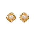 Eleganti orecchini a perno in argento s925 con perle e zirconi micro-incastonati oro - Orecchini a Bottone Perla Avvolta Micro-incastonati (Placcatura Oro Spessa)