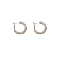 Boucles d'oreilles créoles vintage argentées avec surface métallique granuleuse - Argent - Petit