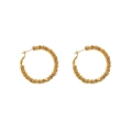 Boucles d'oreilles créoles dorées avec texture métallique scintillante et design rond chic - Or - Grand