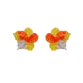 Exquisitos pendientes de flores de cristal con cuentas amarillas y circón en oro - 23# Pendientes de Botón de Pétalos de Cristal y Zirconia Naranja