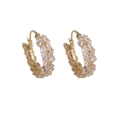 Elegant gold wheat-ear hoop earrings with marquise-cut cubic zirconia for women - Zircon Wheat Hoop Ear Buckle / Gold