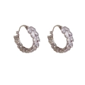 Elegant silver hoop earrings with marquise-cut zircon stones in a floral wheat pattern - Zircon Wheat Hoop Ear Buckle / Silver