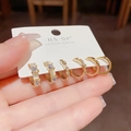 Set van 3 paar gouden oorbellen met vierkante opaal en schitterende kristallen luxe - Vierkante Kattenoogsteen Stijl (Nr. 28) / 3 paar set / Goud